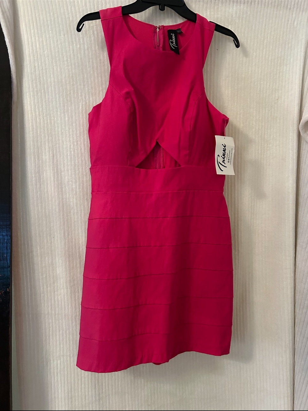 Trixxi Turk Hot Pink Sleeveless Cutout Mini Dress